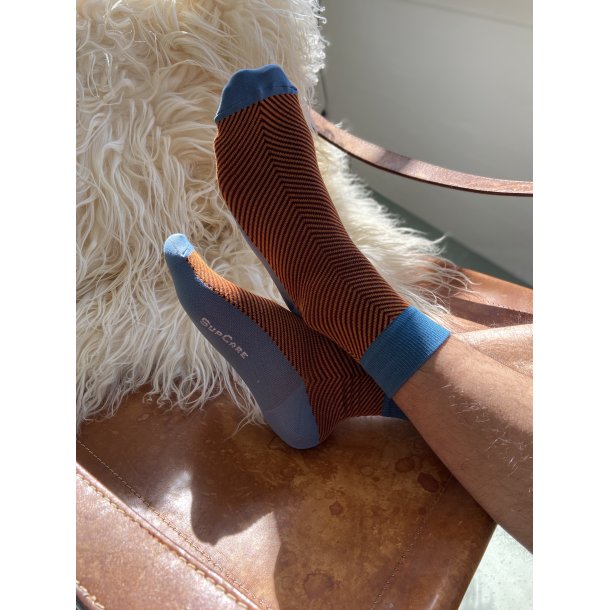 Korte Stttestrmper Bambus, Herringbone Oransje
