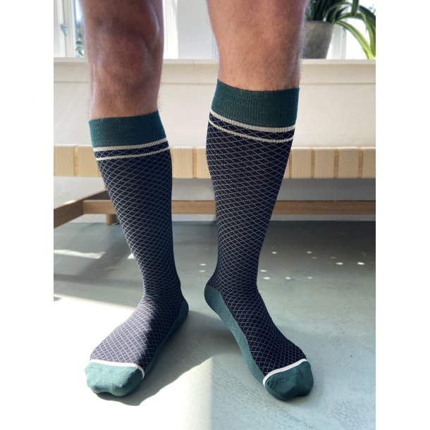 Compression Stockings Wool and Cotton, Black/Grid 