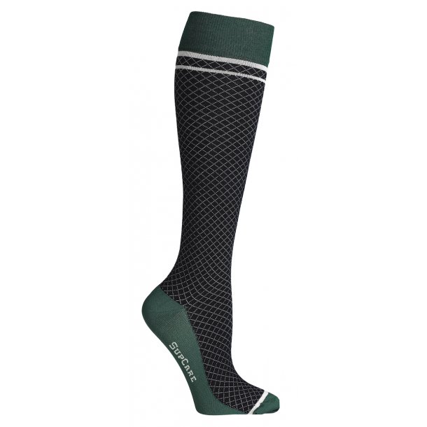 Compression Stockings Wool and Cotton, Black/Grid 