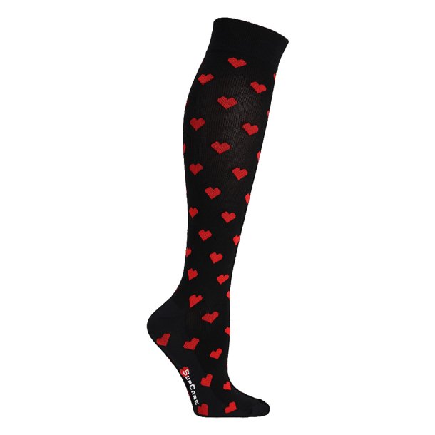 Compression Stockings Cotton, Black with Hearts