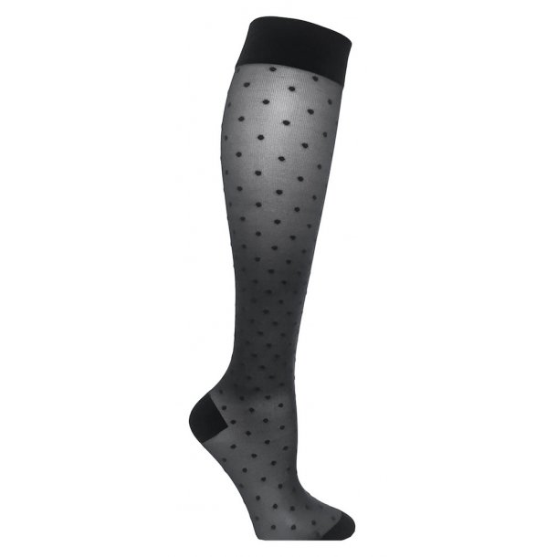 Nylon Compression Stockings, Black with Dots