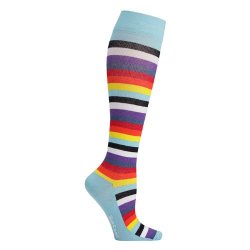 SupCare Compression Stockings Cotton, Light Blue with Colored Stripes