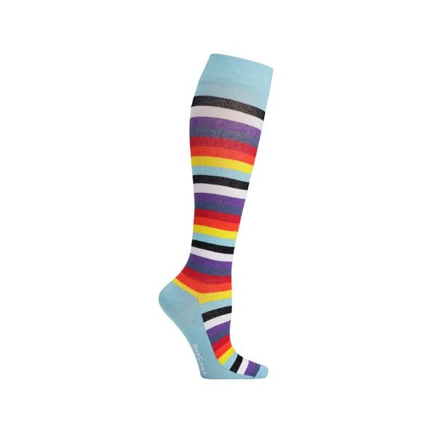 SupCare Compression Stockings Cotton, Light Blue with Colored Stripes