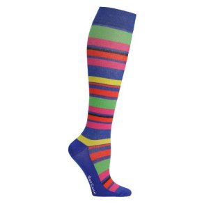 SupCare Compression Stockings Cotton, Blue with Colored Stripes