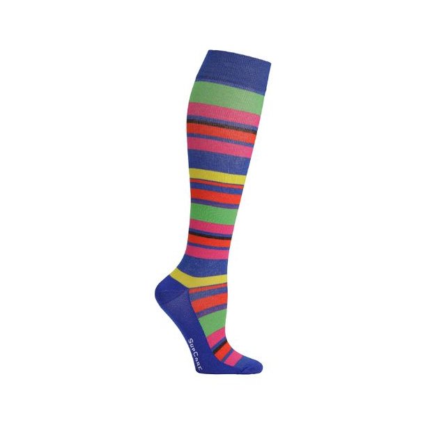 SupCare Compression Stockings Cotton, Blue with Colored Stripes