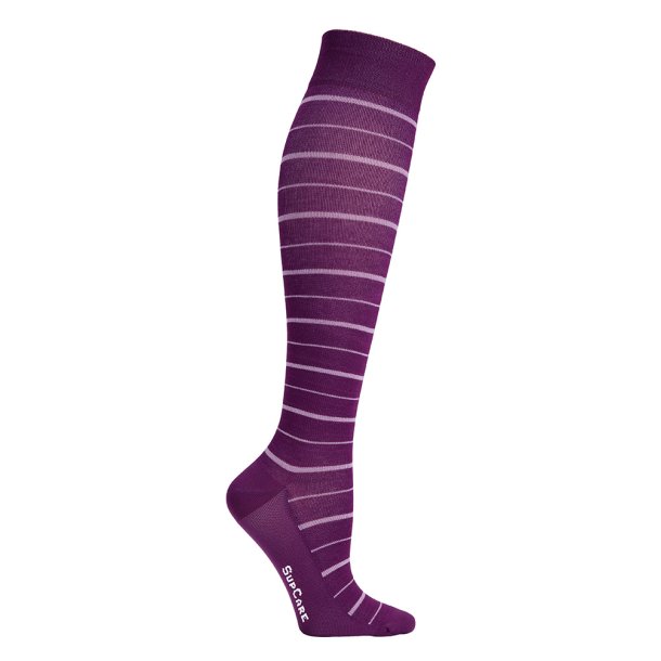 Compression Stockings Bamboo, Purple Stripes