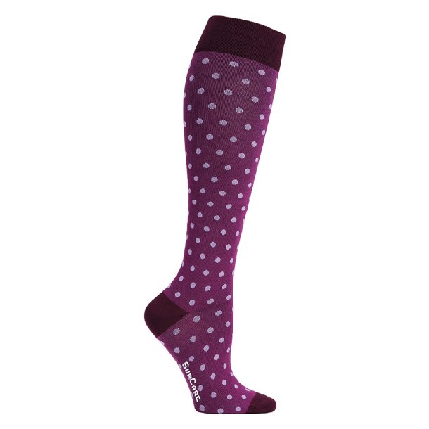 Compression Stockings Bamboo, Purple with Dots