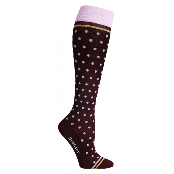 Compression Stockings Bamboo, Burgundy with Pink Dots