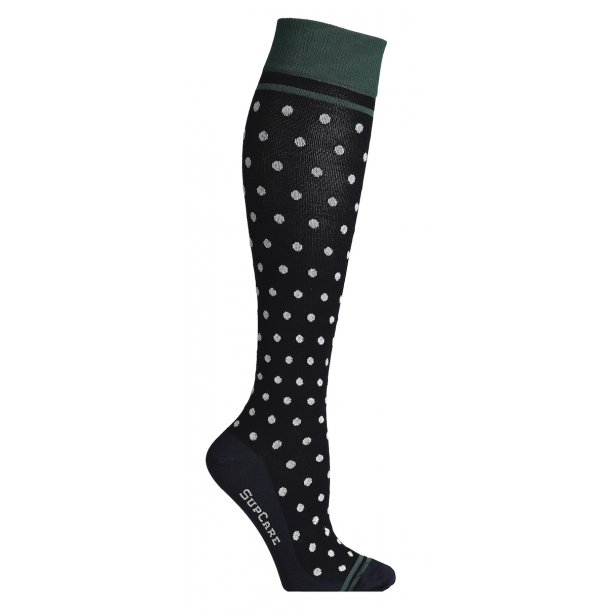 Compression Stockings Bamboo, Black with White Dots