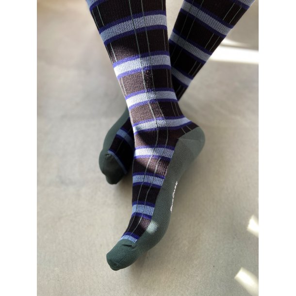 Stttestrmper Bomull, Rutete Svart/Grnn