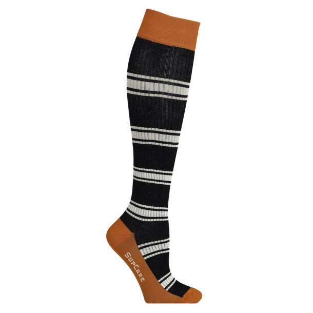 Calcetines de descanso bamb, Rib weave negro/naranja