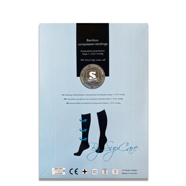 Compression Stockings Bamboo, Black, WIDE CALF
