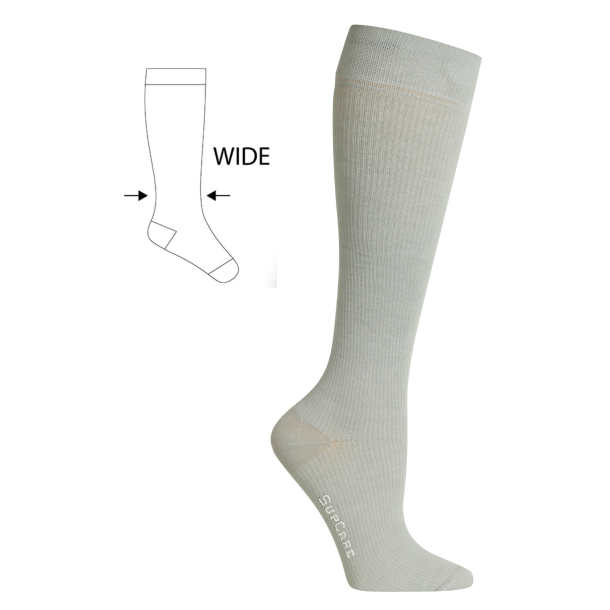 Compression Stockings Bamboo, Grey, WIDE CALF