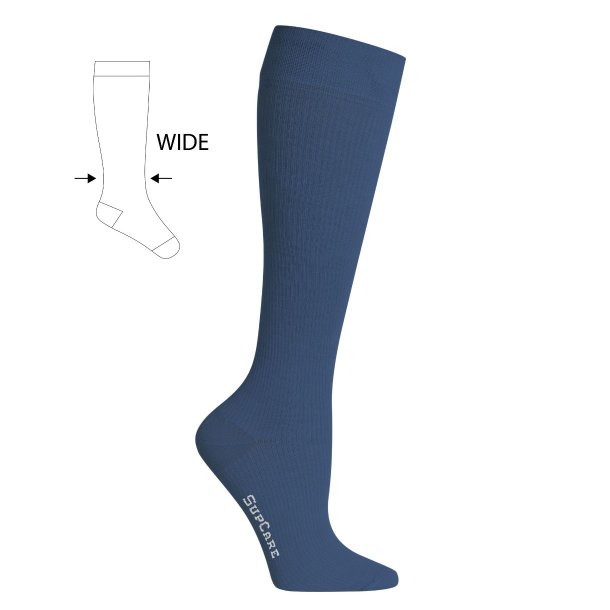Sttzstrmpfe Bambus, Blau, BREIT WADE