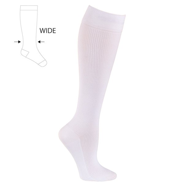 Compression Stockings Bamboo, White, WIDE CALF