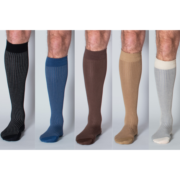 Giftbox 5 Pairs Compression Stockings Bamboo, Rib Weave, EARTH