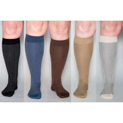 Giftbox 5 Pairs Compression Stockings Bamboo, Rib Weave, EARTH, WIDE CALF