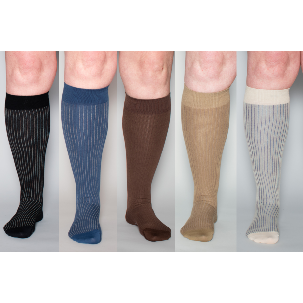 Giftbox 5 Pairs Compression Stockings Bamboo, Rib Weave, EARTH, WIDE CALF