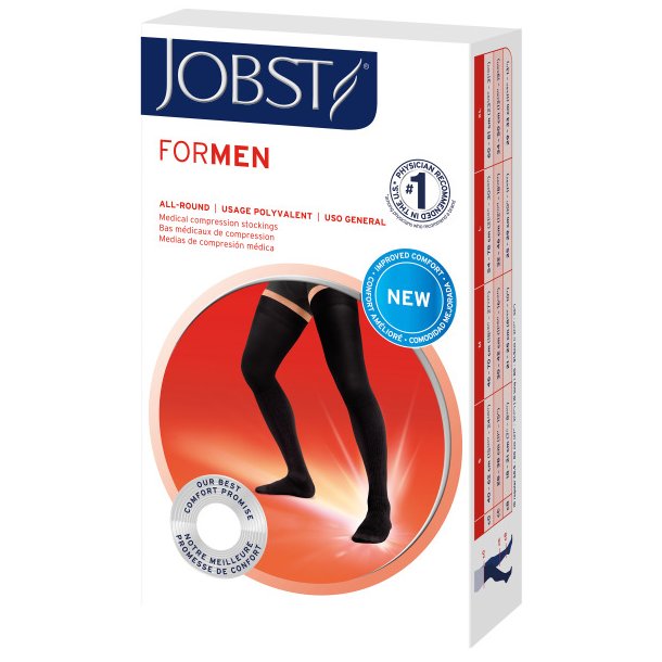 JOBST ForMen US Stay-Up Kompressionsstrmpfe Klasse 2, Schwarz