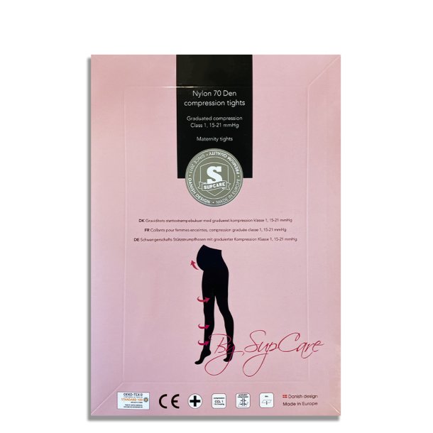 Graviditets Stttestrmpebukser Nylon, 70 Denier, Svart