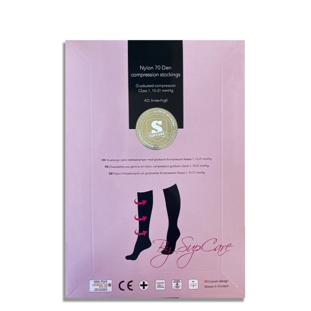 Nylon stttestrmper, bl med prikker