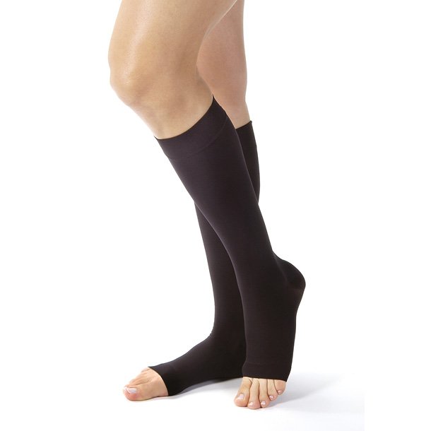 JOBST Opaque US Class 2 (20-30 mmHg) SoftFit, Compression Stockings, Open Toe, Black