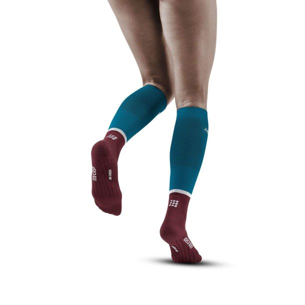 CEP The Run 4.0 Kompressionsstrumpor, Petrol/Dark Red, Kvinna