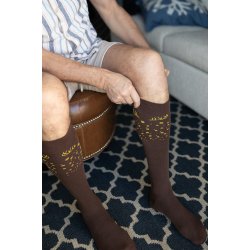 Compression Stockings Wool and Cotton, Brown with Antlers