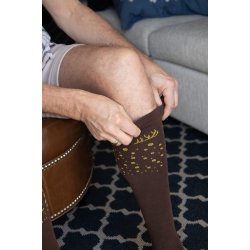 Compression Stockings Wool and Cotton, Brown with Antlers