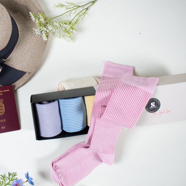 Giftbox 5 Pairs Compression Stockings Bamboo, Rib Weave, PASTEL