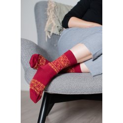 Cotton Socks without Compression, Bordeaux/Yellow