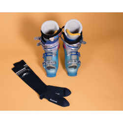 Compressiekousen met Merinowol, Marineblauw met Bergtoppen