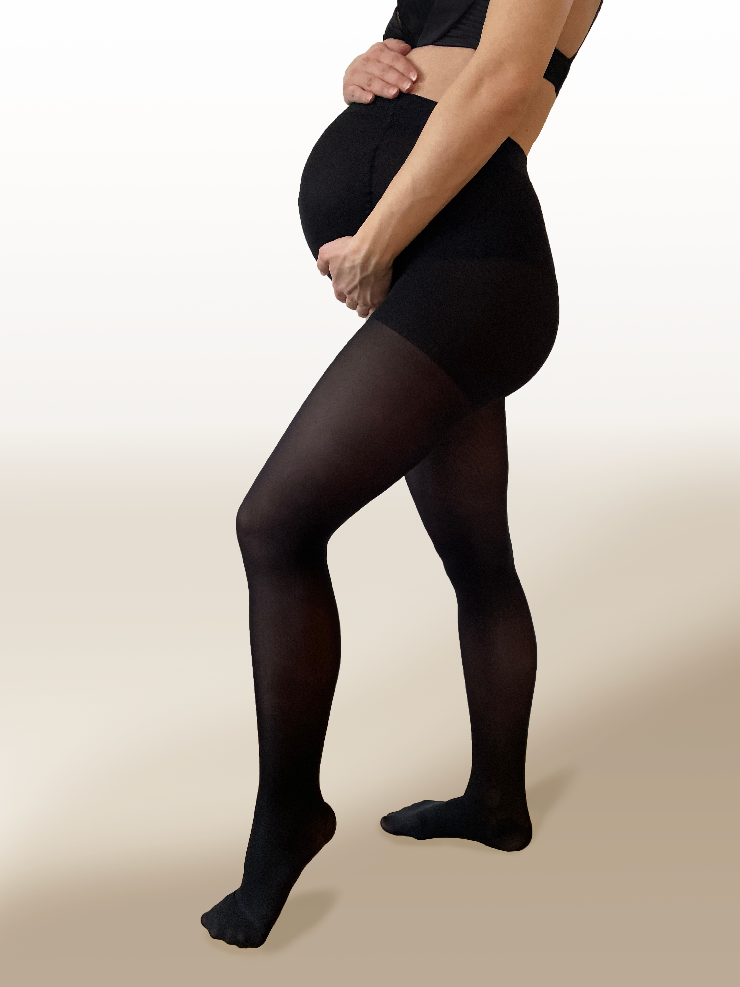 Maternity Compression Tights Microfiber, 140 Denier, Black